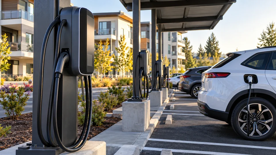 Licensed Spokane electrician completing turnkey 5-stage EV charger installation and testing