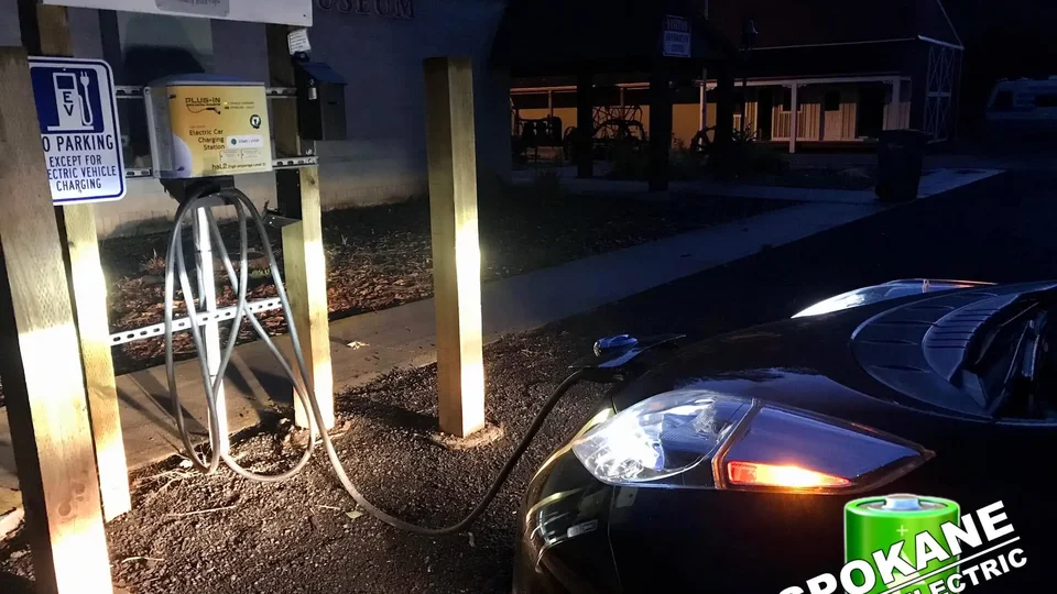 Multi-Unit Community EV Charging Station Bank in Spokane Multi-Family Surface Parking Lot